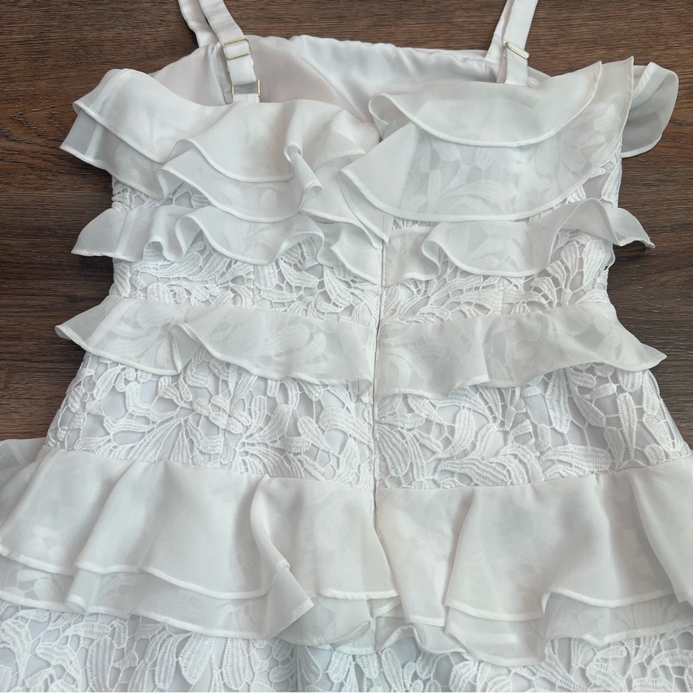 Lilly Pulitzer White Lace Ruffle Tiered Dress Size 2 Chiffon Mini Dress Bridal - Picture 4 of 9